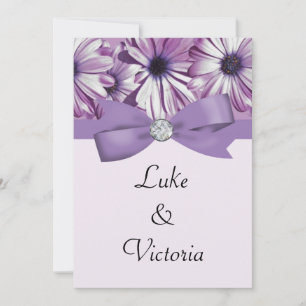 Lavender Daisies Bow & Ribbon Wedding Invitation