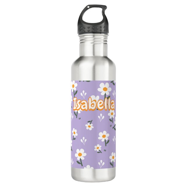 Lavender Daisy Floral Pattern  710 Ml Water Bottle (Front)