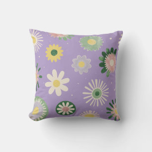 Lavender Daisy Floral Pillow