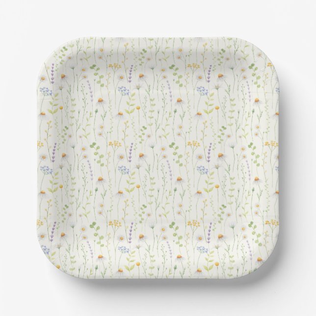 Lavender Daisy Paper Plates (Front)