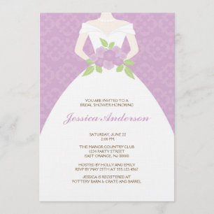Lavender Damask Bridal Shower Invitation