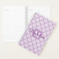 Lavender Damask Planner with Monogram & Name