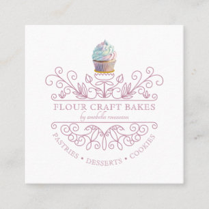 Lavender Decorative Frame Bakery Baker's Logo  Square Business Card