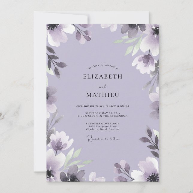 Lavender Delicate Bloom Arch Wedding Invitation (Front)