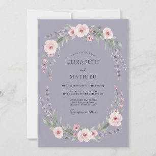 Lavender Delicate Floral Garland Wedding Invitation