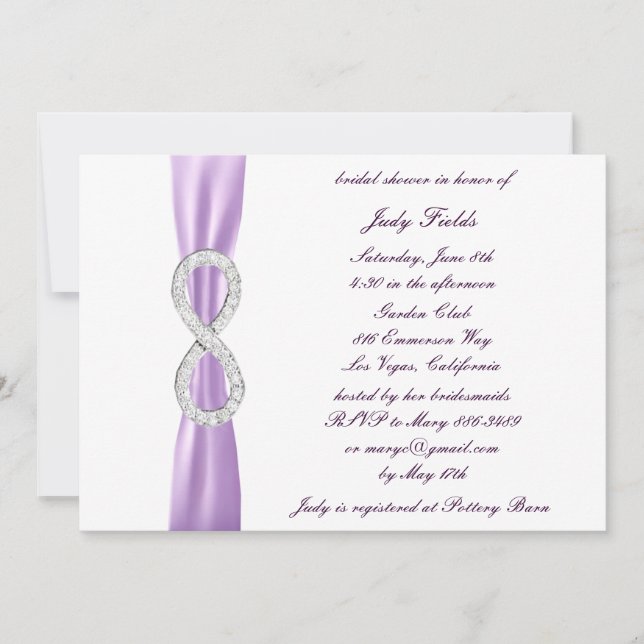 Lavender Diamond Infinity Bridal Shower Invitation (Front)
