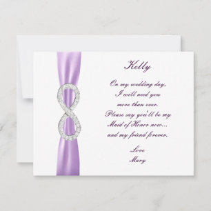 Lavender Diamond Infinity Maid Of Honour Card