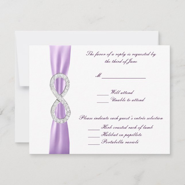 Lavender Diamond Infinity Wedding Response Card (Front)