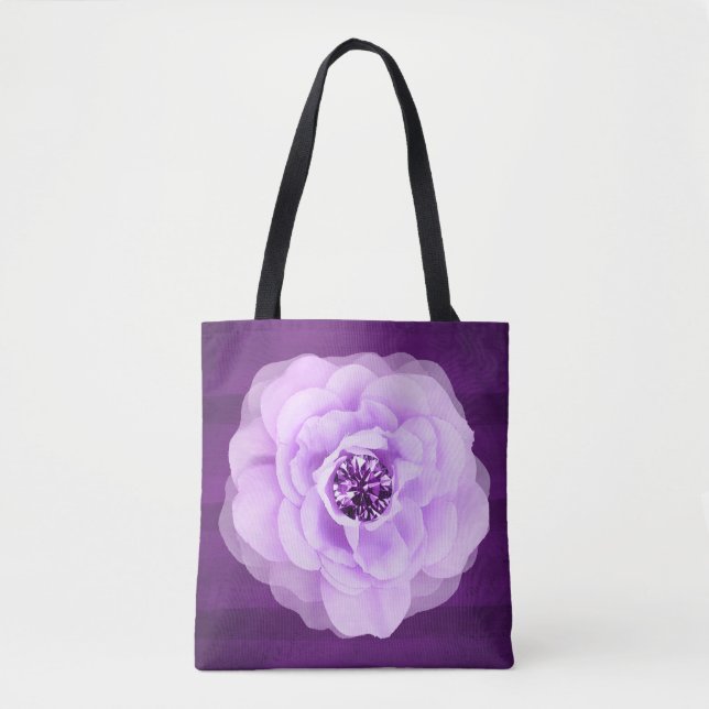 Lavender Diamond Rose Purple Grunge Tote Bag (Front)