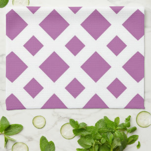 Lavender Diamonds on White Kitchen Towel