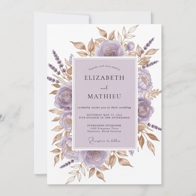 Lavender Divine Botanical Wedding Invitation (Front)
