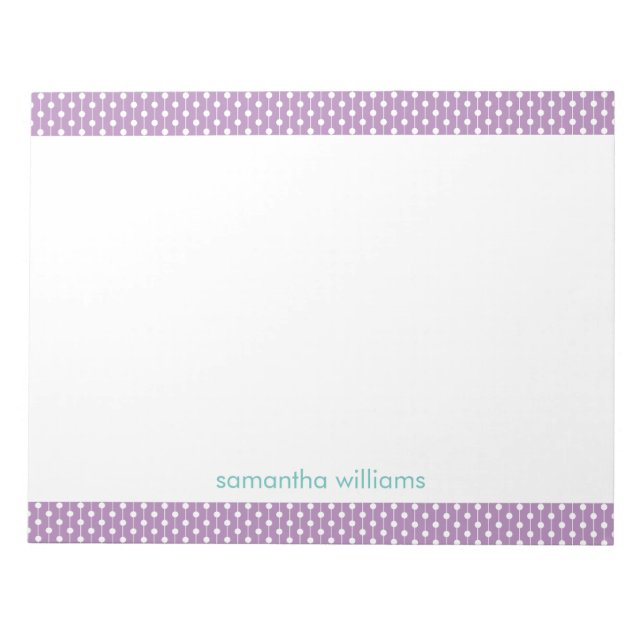 Lavender Dots and Stripes Pattern Personalized Notepad (Front)