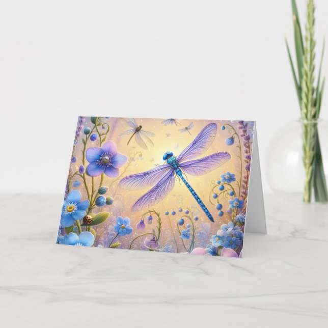 Lavender Dragonfly Birthday Card (Front)
