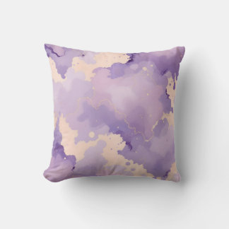Lavender Dream: Abstract Watercolor Clouds Pattern Throw Pillow
