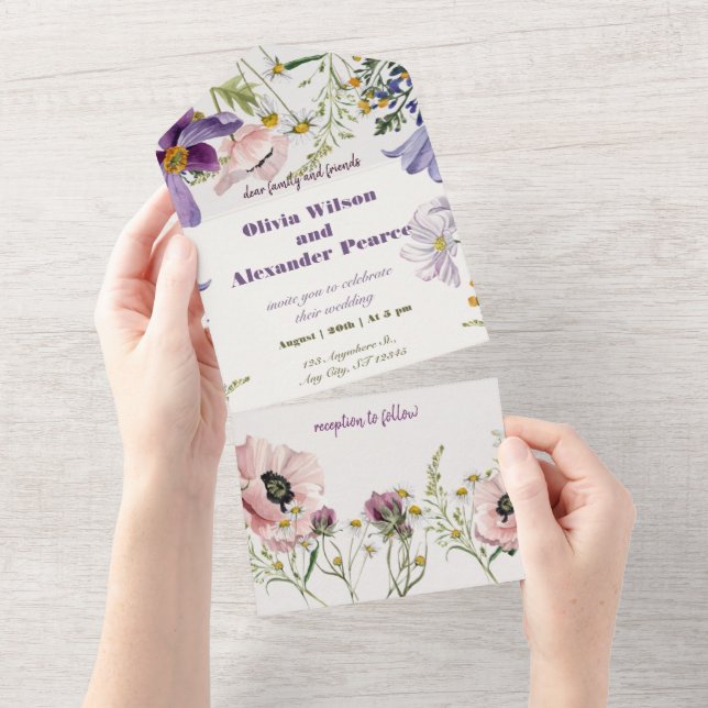 Lavender Dreams: Anemone Wedding Invitation (Tearaway)