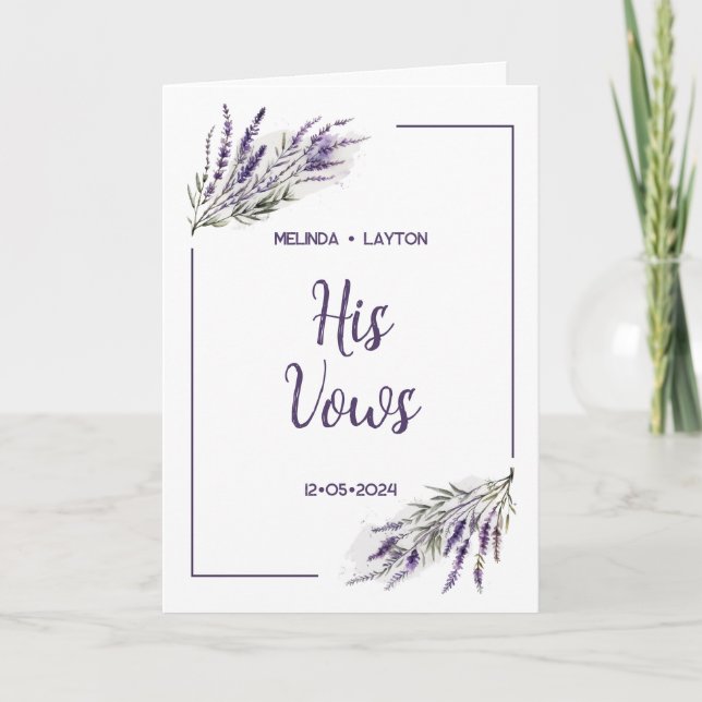 Lavender Dreams : Aquarelle Sa Carte Vows Mariage (Devant)