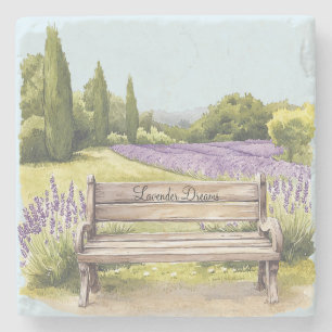 Lavender Dreams Bench Stone Coaster