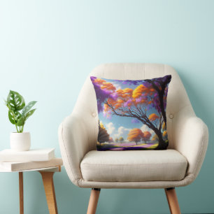 Lavender Dreams Under Jacaranda Skies, Throw Pillow
