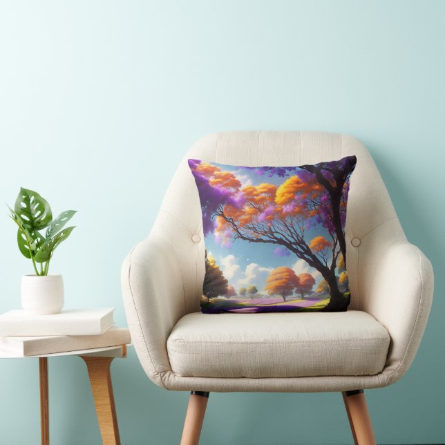 Lavender Dreams Under Jacaranda Skies, Throw Pillow (Chair)