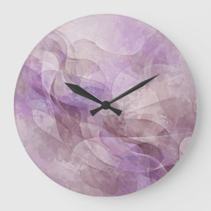 Lavender Dreamy Swirl Lilac Mauve Lavender Large Clock