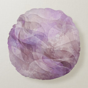 Lavender Dreamy Swirl Lilac Mauve Lavender Round Pillow