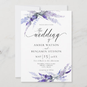 Lavender Dusty Puple Botanical Floral Wedding Invitation