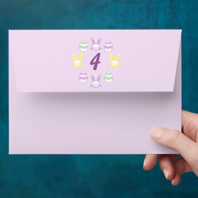 Lavender Easter 4th Birthday Envelope (Hand)