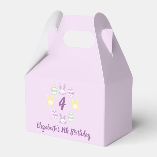 Lavender Easter 4th Birthday Favor Box (Front Side)