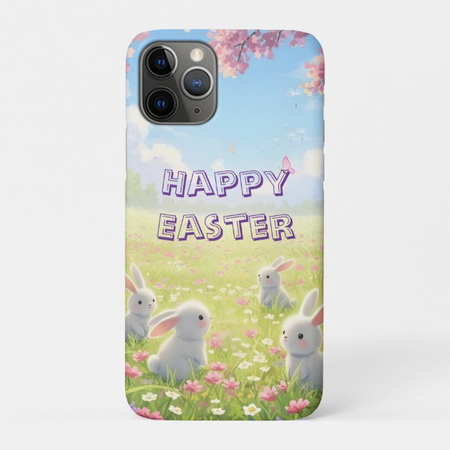 Lavender Easter Cute White Bunny Floral Spring  Case-Mate iPhone Case (Back)