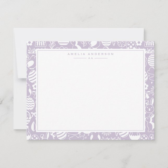Lavender Easter Egg Frame Note Card (Front)