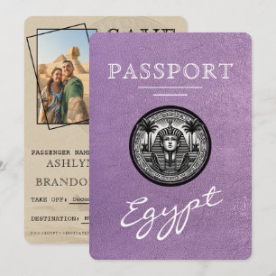 Lavender Egypt Passport Wedding Save the Date