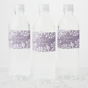  Lavender Elegant Boho Floral Personalized Wedding Water Bottle Label