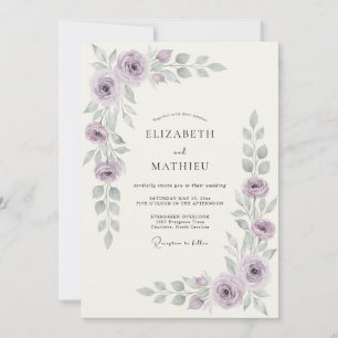 Lavender Elegant Botanical Spring Wedding Invitation
