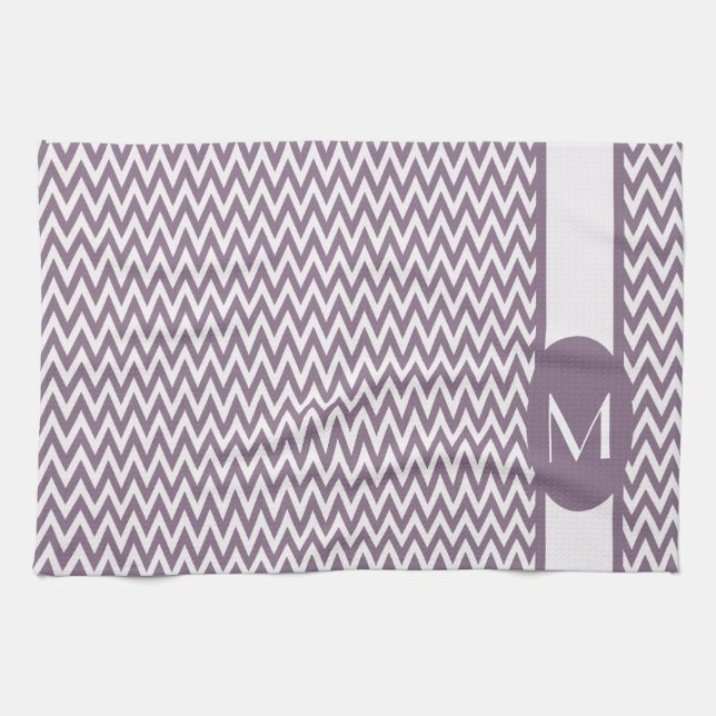 Lavender Elegant Chevron Design with monogram Kitchen Towel (Horizontal)