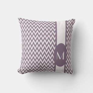 Lavender Elegant Chevron Design with monogram Throw Pillow