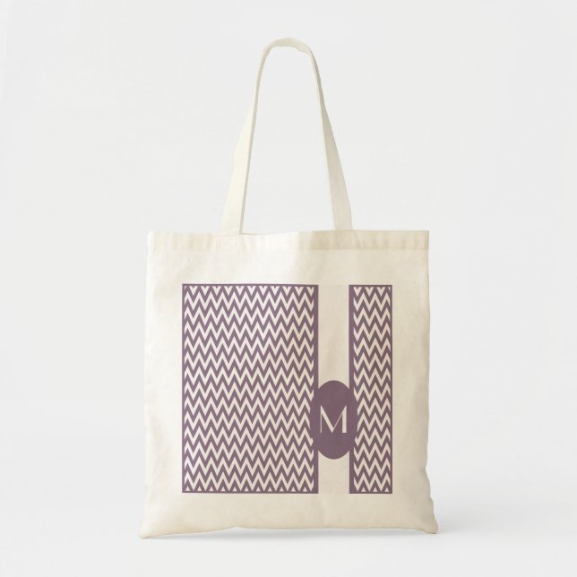 Lavender Elegant Chevron Design with monogram Tote Bag (Front)
