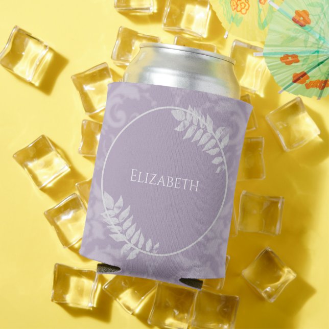 Lavender Elegant Damask Can Cooler (In Situ Summer)