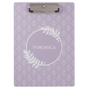 Lavender Elegant Damask Clipboard
