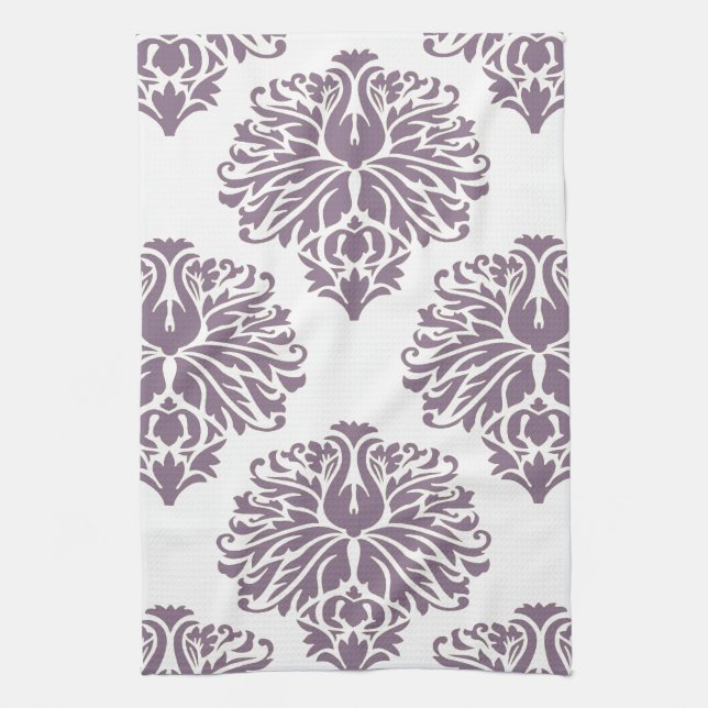 Lavender Elegant Damask Kitchen Towel (Vertical)