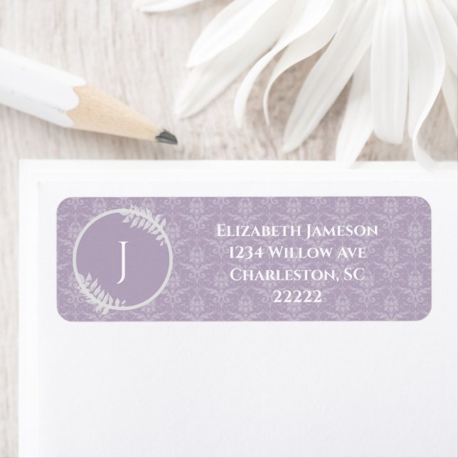 Lavender Elegant Damask Label (Insitu)