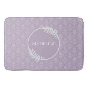 Lavender Elegant Damask Personalized Bath Mat
