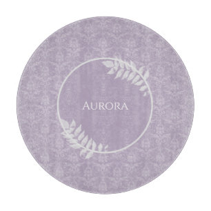 Lavender Elegant Damask Personalized Cutting Board