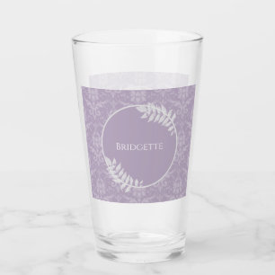 Lavender Elegant Damask Personalized Glass
