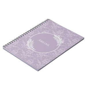 Lavender Elegant Damask Personalized Notebook