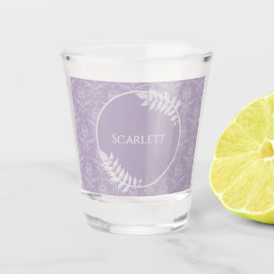 Lavender Elegant Damask Personalized Shot Glass
