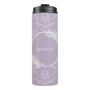 Lavender Elegant Damask Personalized Thermal Tumbler