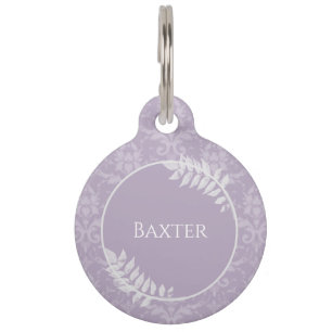 Lavender Elegant Damask Round Pet Tag