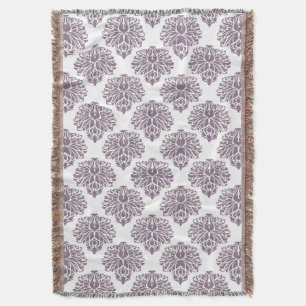 Lavender Elegant Damask Throw Blanket