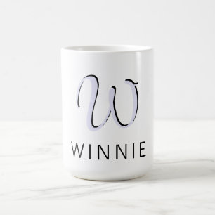 Lavender Elegant Initial Black Name Modern Coffee Mug