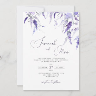 Lavender Elegant Meadow Wildflower Floral Wedding  Invitation